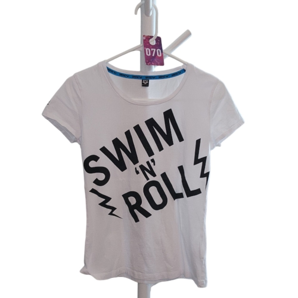 🍒Arena SWIM 'N' ROLL Short Sleeve Shirt, White Color